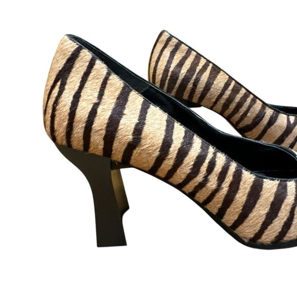 Worthington Vintage Marilyn Zebra Print Pony Hair Square Toe Flared Heel Pumps - Picture 4 of 13
